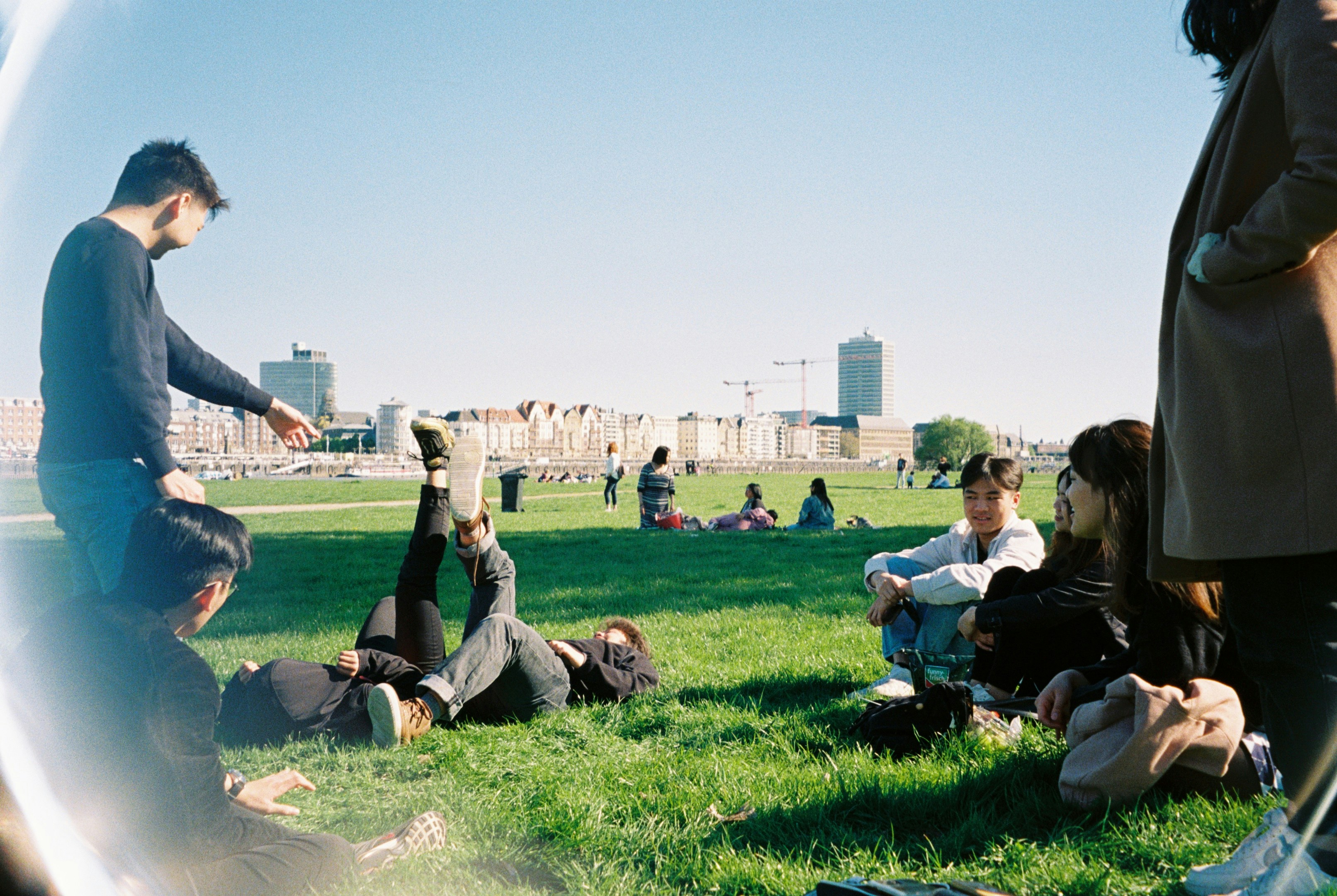 People laying in park
